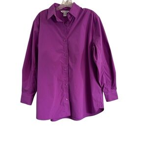 Athleta Oversized Poplin Top in Jazzy Purple Button-Up Shirt #882549 Size Small